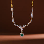 Emerald Dewdrop Silver CZ Necklace