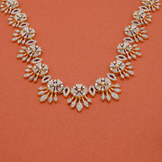 Captivating Silver CZ Necklace with Leaf Drops