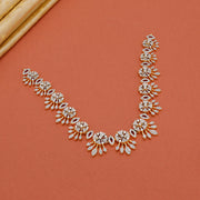Captivating Silver CZ Necklace with Leaf Drops