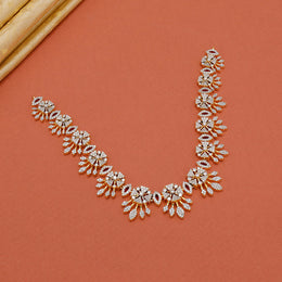 Captivating Silver CZ Necklace with Leaf Drops