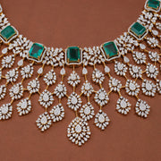 Grand Emerald CZ Waterfall Bridal Necklace
