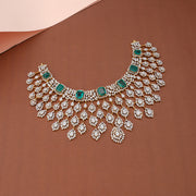 Grand Emerald CZ Waterfall Bridal Necklace