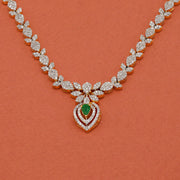 Ethereal Silver CZ Necklace with Green Stone Highlight