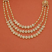 Stepped Silver Floral Necklace with Kundans