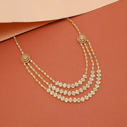 Stepped Silver Floral Necklace with Kundans