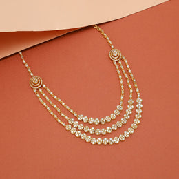 Stepped Silver Floral Necklace with Kundans