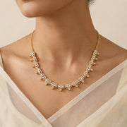 Silver Necklace with CZs and Mini Floral Detailing