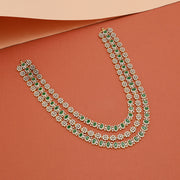 Stepped Silver Floral Necklace with CZs