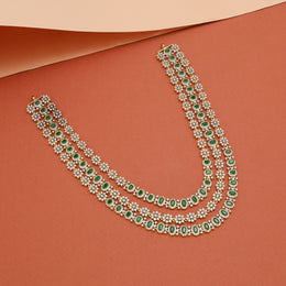 Stepped Silver Floral Necklace with CZs