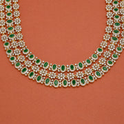 Stepped Silver Floral Necklace with CZs