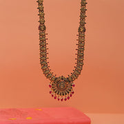 Heavy Antique Silver Lakshmi Devi and Peacock Haaram