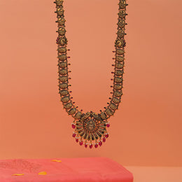 Heavy Antique Silver Lakshmi Devi and Peacock Haaram
