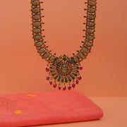Heavy Antique Silver Lakshmi Devi and Peacock Haaram