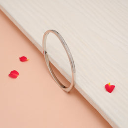 Minimalist Silver CZ Studded Kada