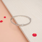 Gift-Ready Silver Engraved Kada adorned with CZs