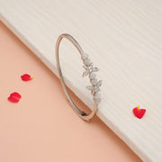 Silver CZ Kada with Butterfly Design & White Stone Highlights