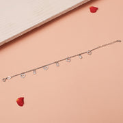 Elegant Silver Chain Bracelet with Heart Charms