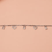Elegant Silver Chain Bracelet with Heart Charms