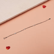 Elegant Silver Chain Bracelet with CZ Floral Charms