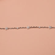 Elegant Silver Chain Bracelet with CZ Floral Charms