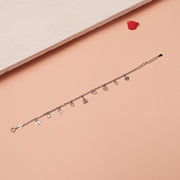 Multi Charm Silver CZ Chain Bracelet