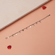 Simple Silver Bracelet with Heart & CZ Charms
