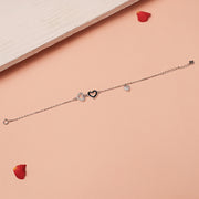 Trendy Silver Chain Bracelet with Heart Shaped Charms