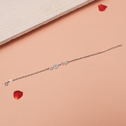 Contemporary Silver Bracelet with CZ Floral Charms