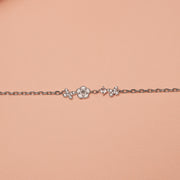 Contemporary Silver Bracelet with CZ Floral Charms