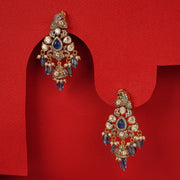 SIlver Peacock Earrings with Jhumka Detail and Kundans