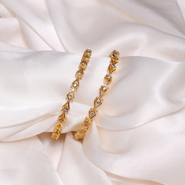 Silver Bangles in Leaf Design with CZ Highlights