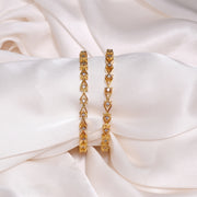 Silver Bangles in Leaf Design with CZ Highlights
