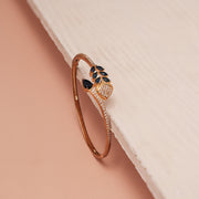 Party Wear Silver Kada with Leaf Design & Blue Stone Highlights