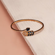 Party Wear Silver Kada with Leaf Design & Blue Stone Highlights