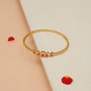 Royale Silver Kada with CZs & Red Stone Highlights