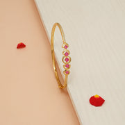 Royale Silver Kada with CZs & Red Stone Highlights