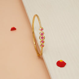 Royale Silver Kada with CZs & Red Stone Highlights