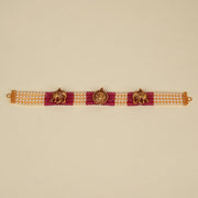 Pearl Choker with Silver Lakshmu Devi and Elephant Highlights