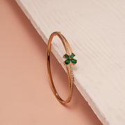Regal Silver Emerald Floral Kada with CZs