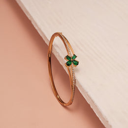 Regal Silver Emerald Floral Kada with CZs