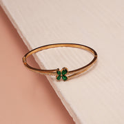 Regal Silver Emerald Floral Kada with CZs