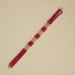 Graceful Red Beaded Choker with Silver Floral Highlights