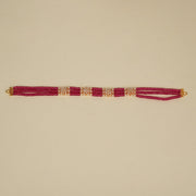 Graceful Red Beaded Choker with Silver Floral Highlights