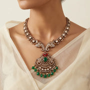Heritage Silver and Kundan Necklace with Elephant Detailing