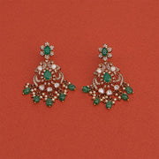 Silver Peacock Earrings with Floral Studs and Kundans