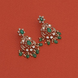Silver Peacock Earrings with Floral Studs and Kundans