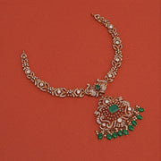 Silver Lotus Detailing Necklace with Stones