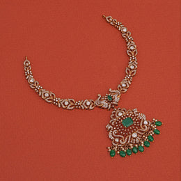 Silver Lotus Detailing Necklace with Stones