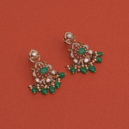 Floral Silver and Kundan Earrings with Peacock Detailing