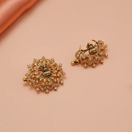 Contemporary Silver Jada with CZs & Lakshmi Motifs